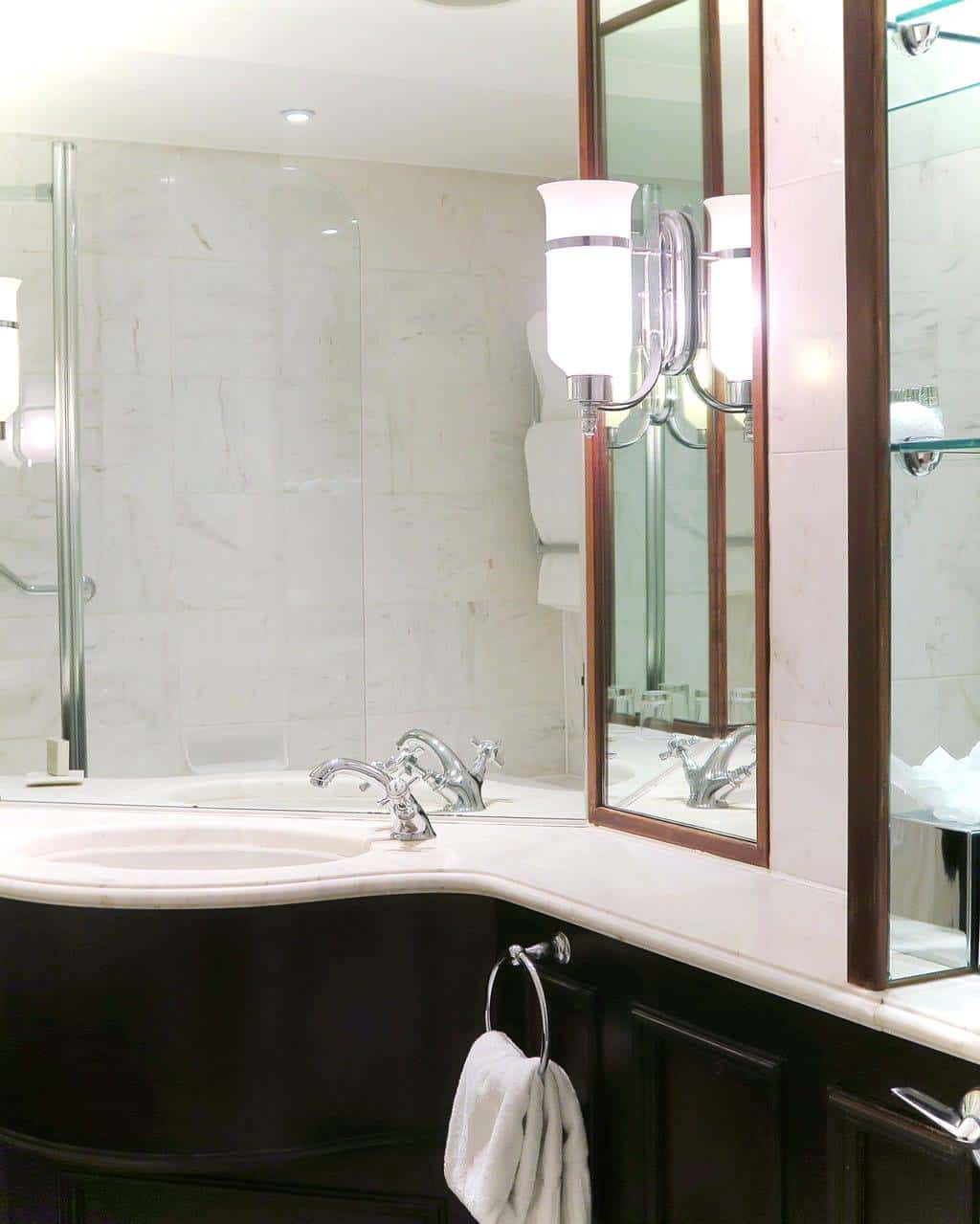 Our palatial bathroom at the Bath Spa Hotel — such beautiful interior decor.