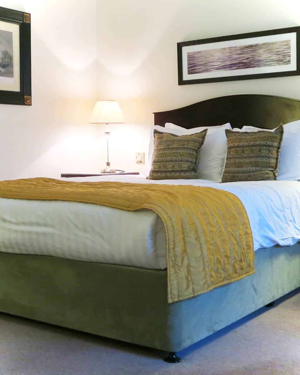 Our bedroom at the Bath Spa Hotel — the beautiful interior decor.