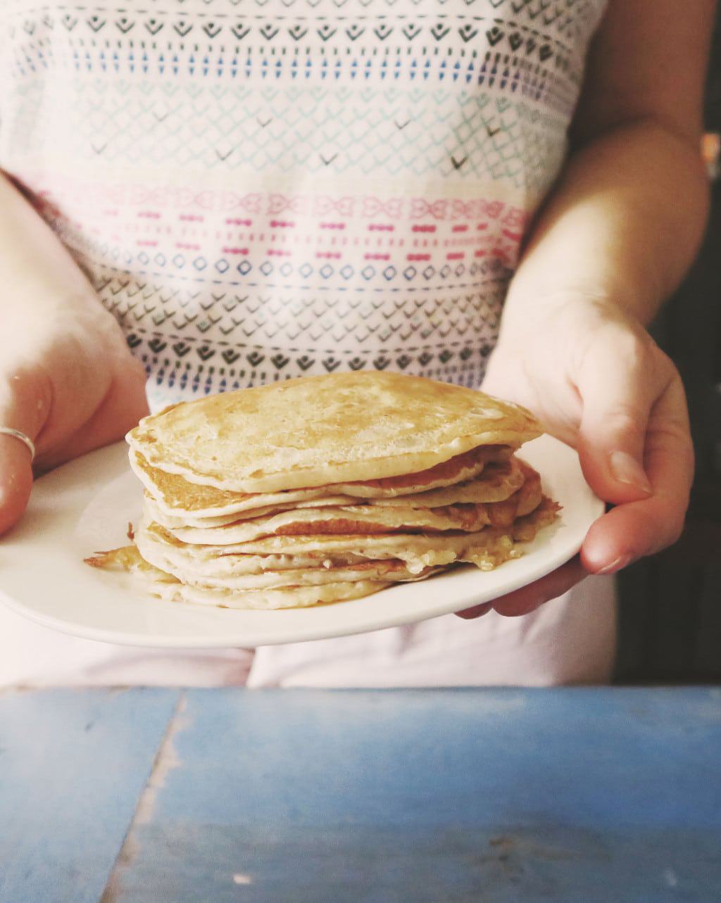The Best Eggless Pancake Recipe EVER {Featuring Nutella} — stack of pancakes