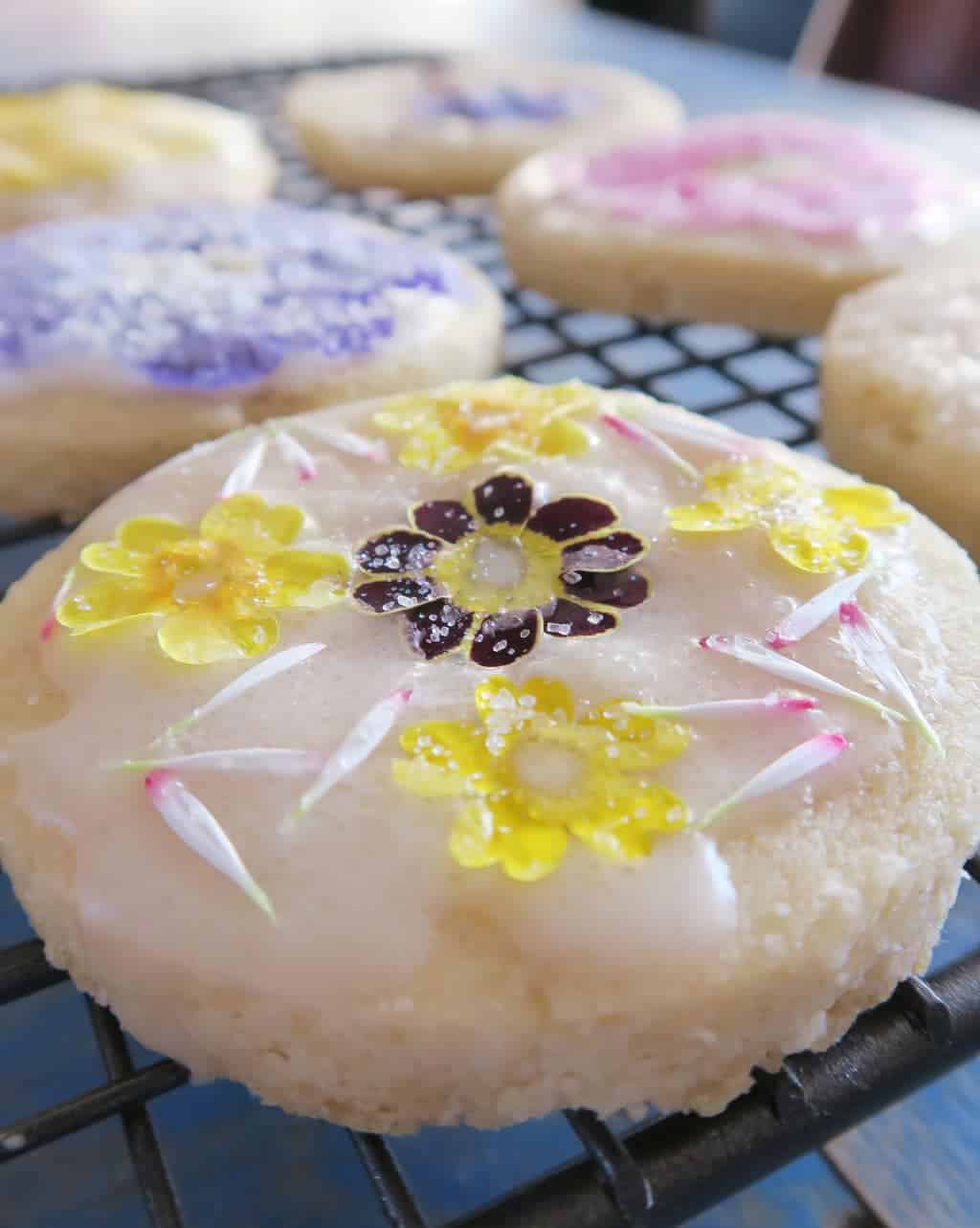 Edible flower biscuits 