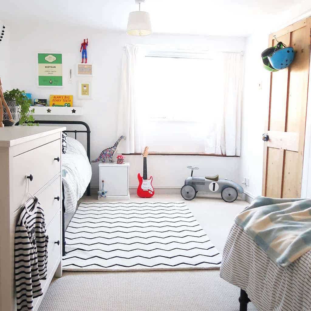 Our twin bedroom for boys { monochrome kids bedroom decor }