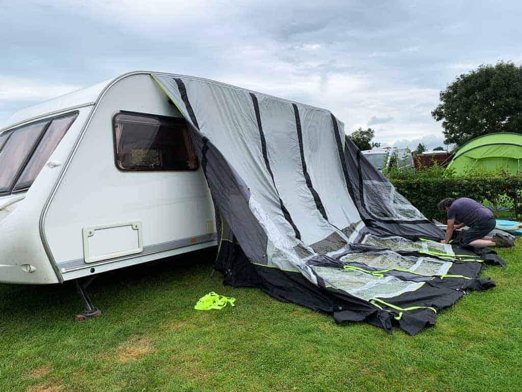 putting the OLPRO View 420 Caravan Inflatable Porch Awning on Dolly 3