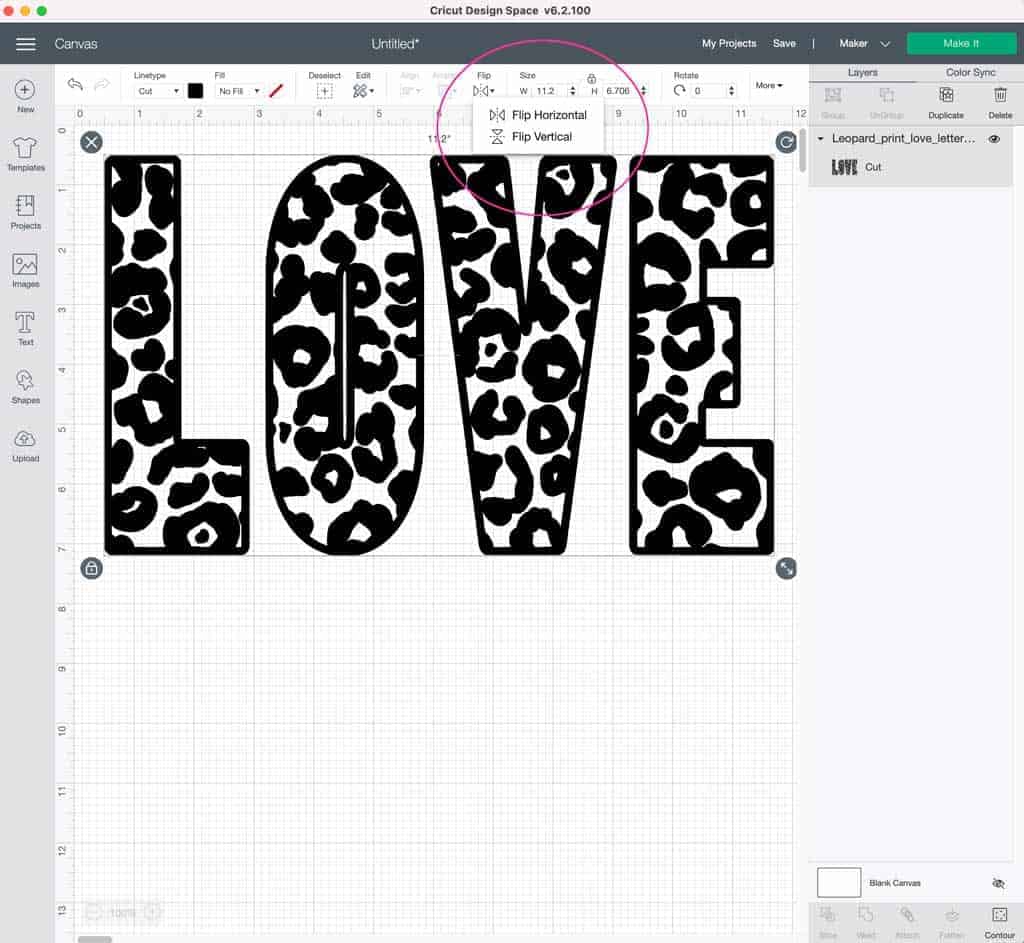 Remember to flip your leopard print svg cricut file, otherwise your letters will be back to front!