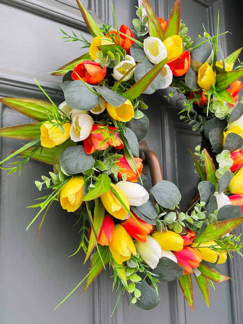 DIY spring wreaths for front door are so easy to make, using my simple tutorial.