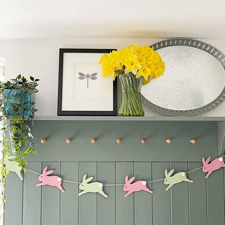A Simple DIY Easter Bunny Garland With Pom Pom Tails