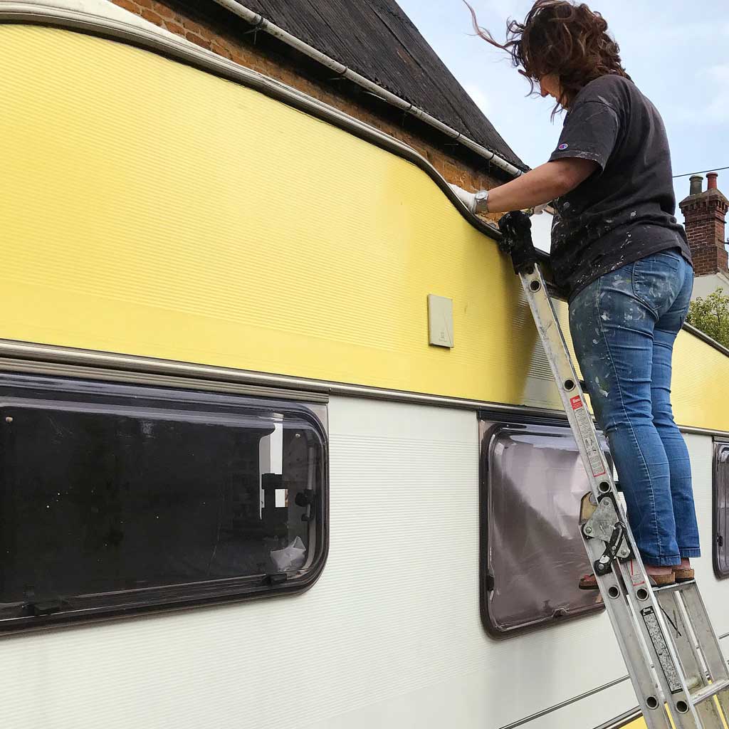 Painting a Caravan Exterior with a Roller.I have always painted my caravan exterior with a roller and brush. You don't need special equipment — or an indoor space.